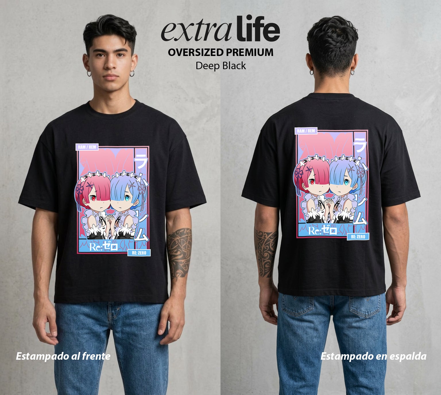 El Regreso del Tiempo | La Dama del Servicio #03615 - Playera Oversized Premium | Deep Black - Foto en modelo