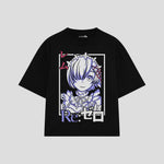 Playera streetwear premium de anime y gaming ExtraLife MX, corte oversized drop shoulder ligero y fresco en color Deep Black y Off-White, moda urbana mexicana de culto.