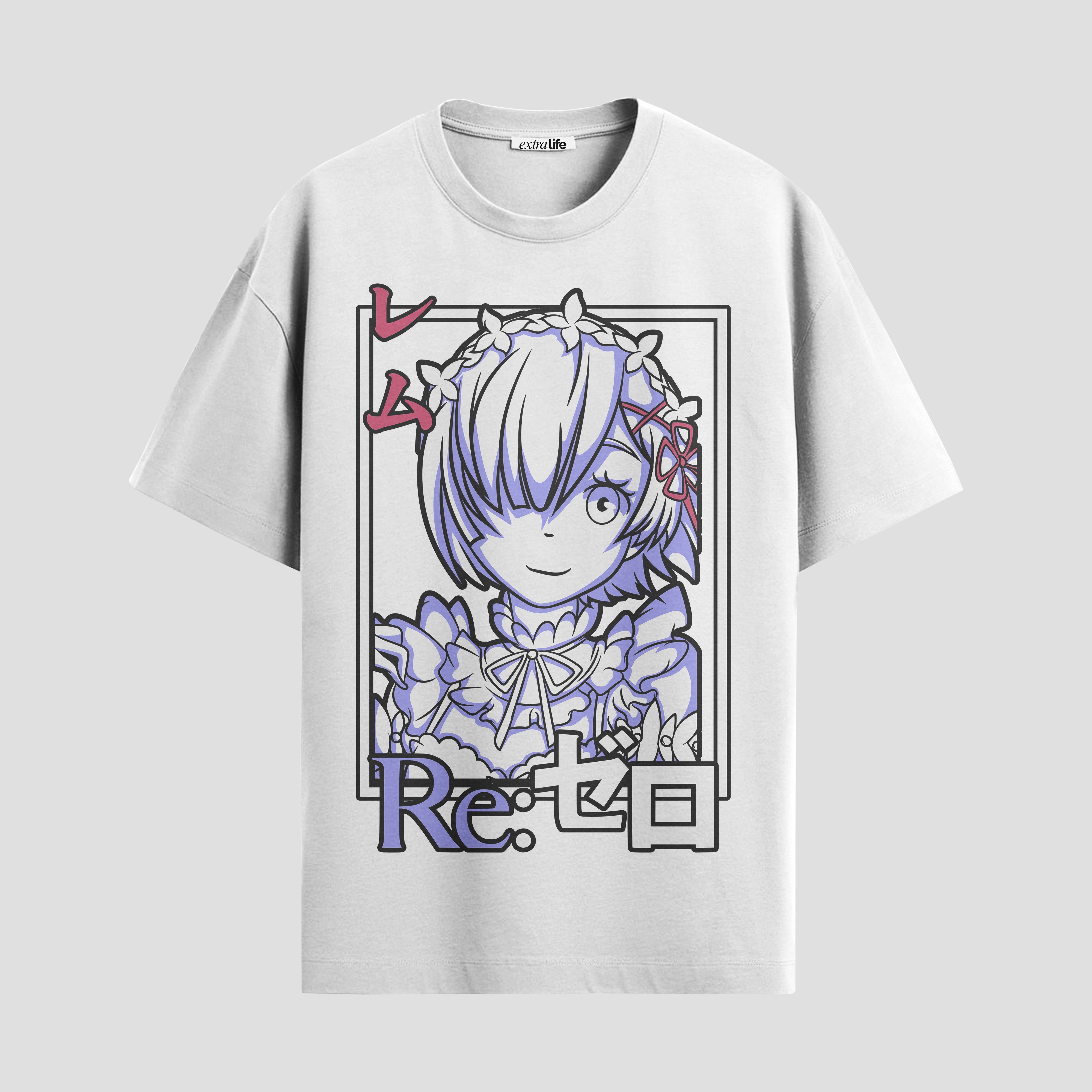 Playera urbana de anime y gaming ExtraLife MX, corte Standard Fit unisex ligero y transpirable en color Deep Black y Pure White, ropa de uso diario para gym y casual.