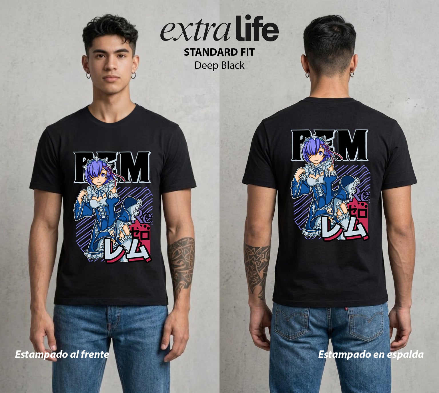 El Regreso del Tiempo | La Mejor Chica del Isekai #03620 - Playera Standard Fit | Deep Black - Foto en modelo