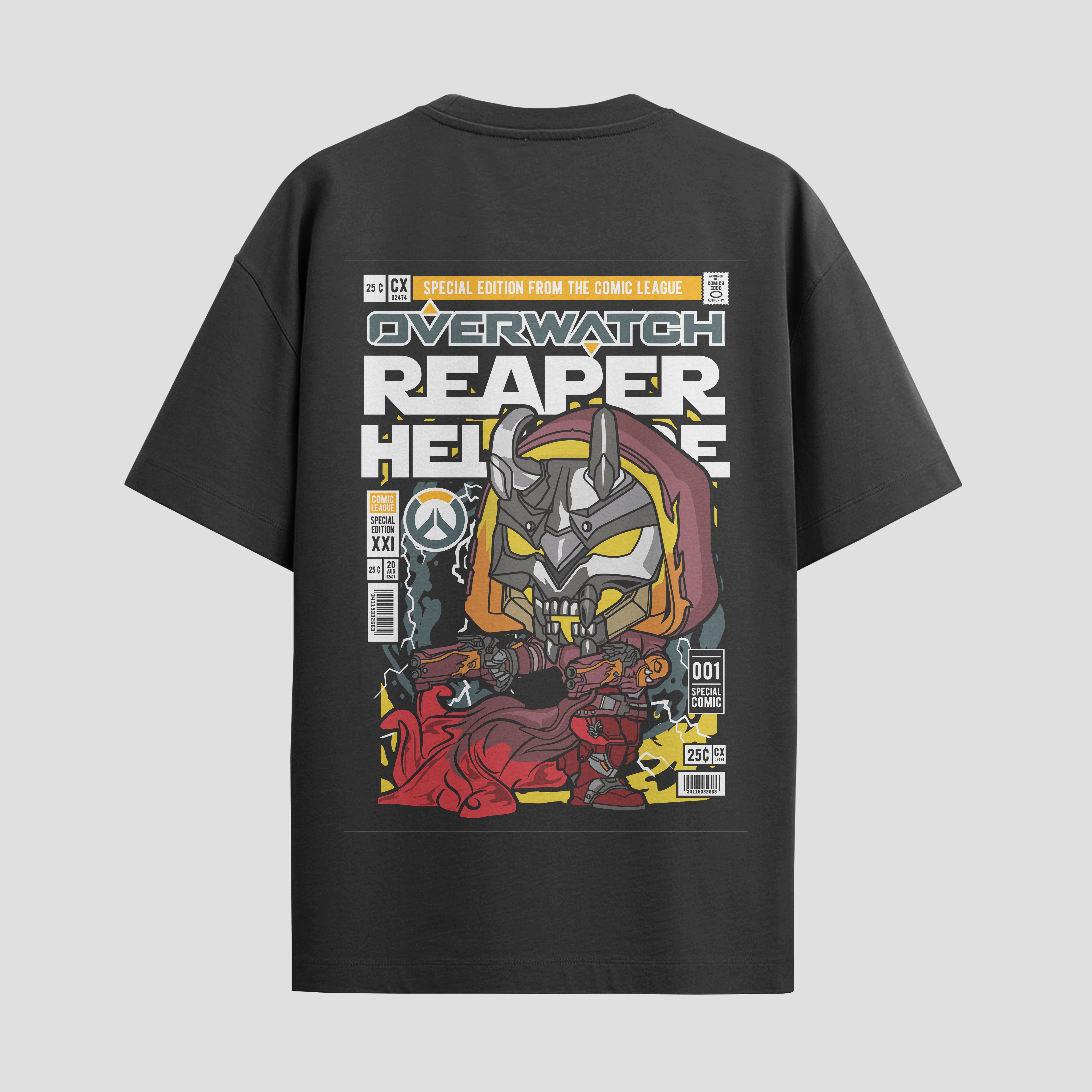 Playera urbana de anime y gaming ExtraLife MX, corte Standard Fit unisex ligero y transpirable en color Deep Black y Pure White, ropa de uso diario para gym y casual.