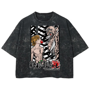 Playera streetwear premium de anime y gaming ExtraLife MX, corte boxy deluxe mineral wash heavyweight en color Acid Wash, moda urbana mexicana de culto.