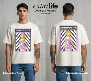 El Torneo de los Dioses | La Diosa del Amor #03625 - Playera Oversized Premium | Off White - Foto en modelo
