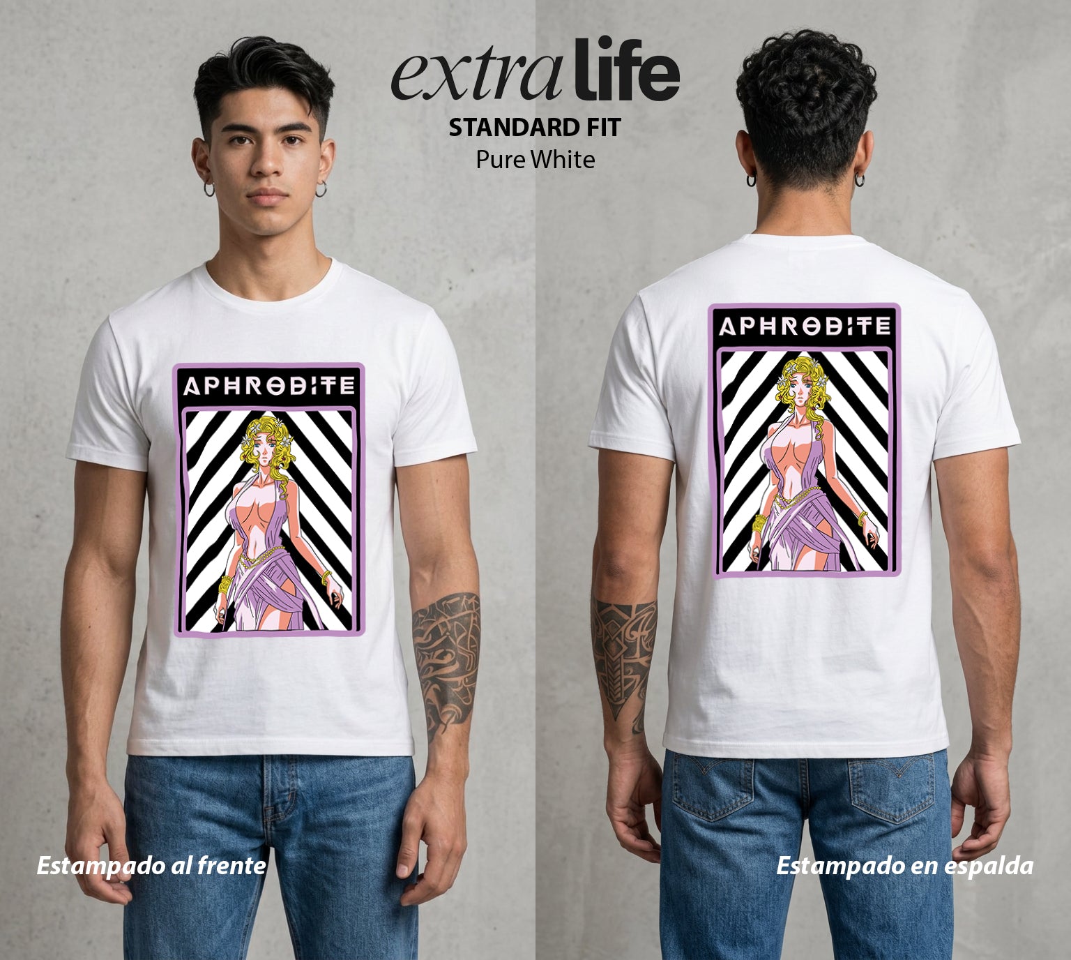 El Torneo de los Dioses | La Diosa del Amor #03625 - Playera Standard Fit | Pure White - Foto en modelo