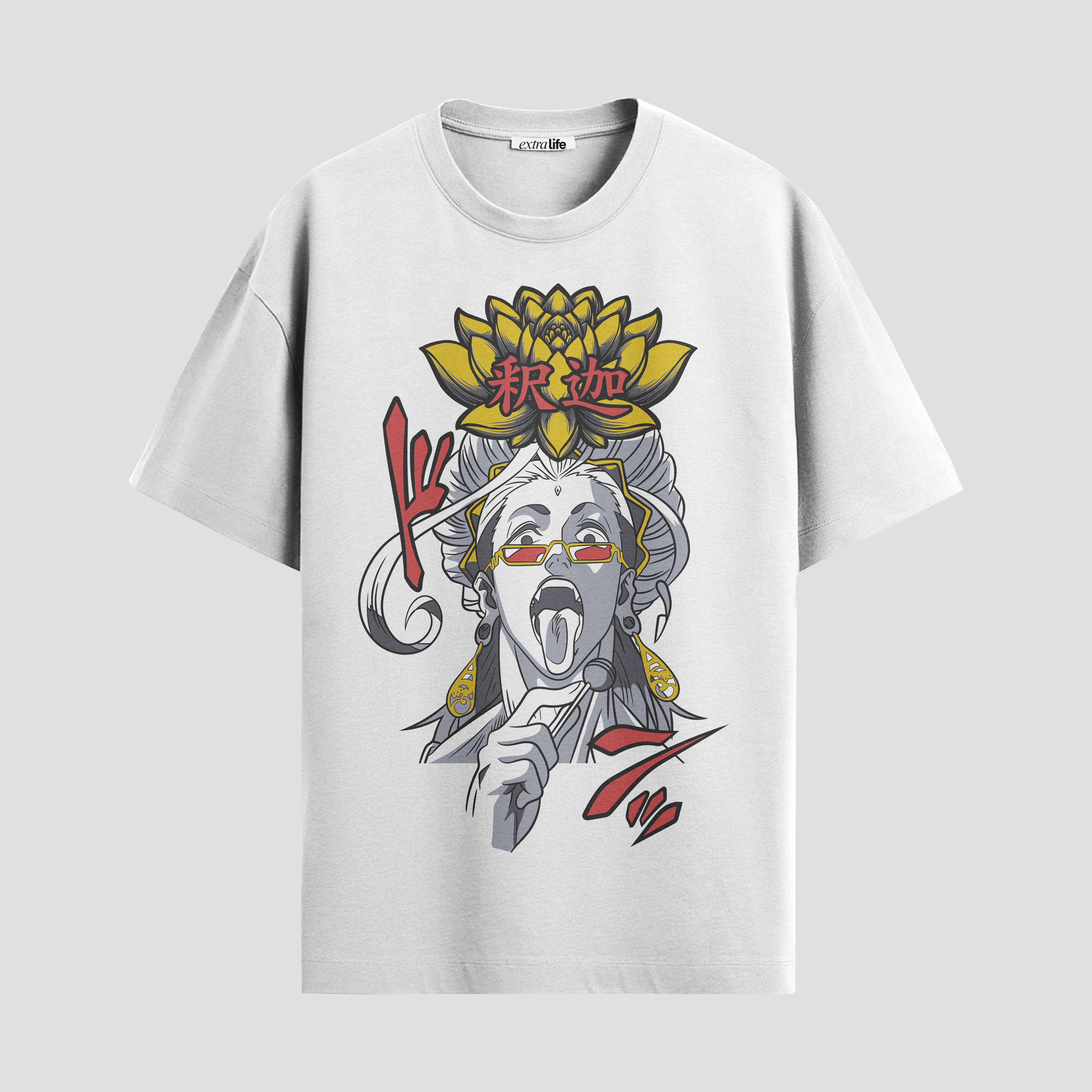 Playera urbana de anime y gaming ExtraLife MX, corte Standard Fit unisex ligero y transpirable en color Deep Black y Pure White, ropa de uso diario para gym y casual.