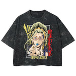 Playera streetwear premium de anime y gaming ExtraLife MX, corte boxy deluxe mineral wash heavyweight en color Acid Wash, moda urbana mexicana de culto.