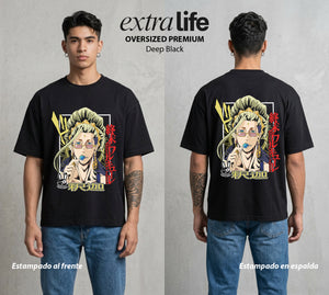 El Torneo de los Dioses | La Serenidad del Poder #03629 - Playera Oversized Premium | Deep Black - Foto en modelo
