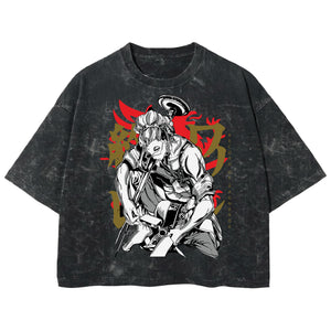Playera streetwear premium de anime y gaming ExtraLife MX, corte boxy deluxe mineral wash heavyweight en color Acid Wash, moda urbana mexicana de culto.