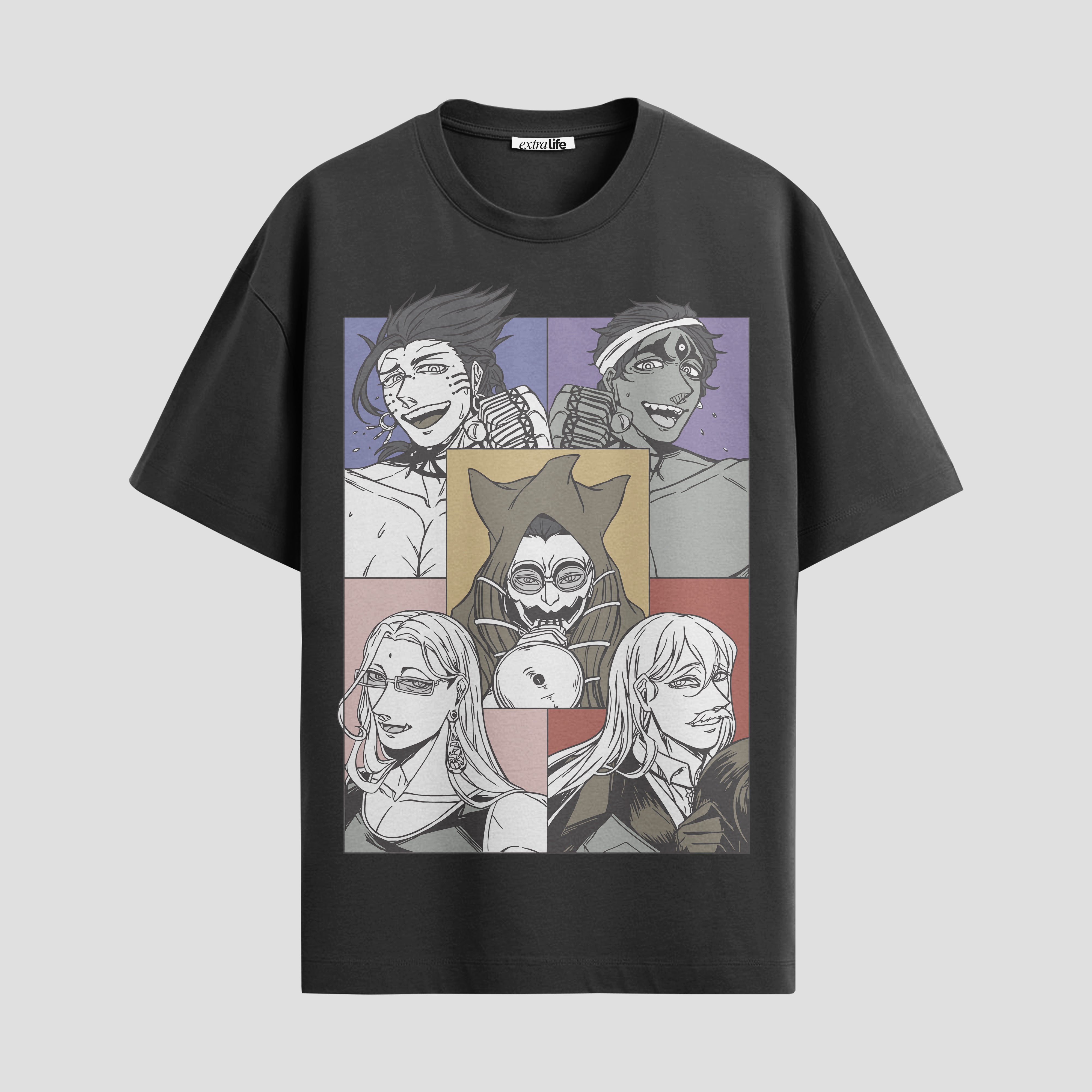Playera urbana de anime y gaming ExtraLife MX, corte Standard Fit unisex ligero y transpirable en color Deep Black y Pure White, ropa de uso diario para gym y casual.