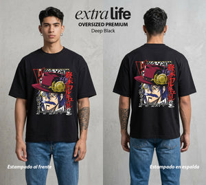 El Torneo de los Dioses | El Asesino de Londres #03635 - Playera Oversized Premium | Deep Black - Foto en modelo
