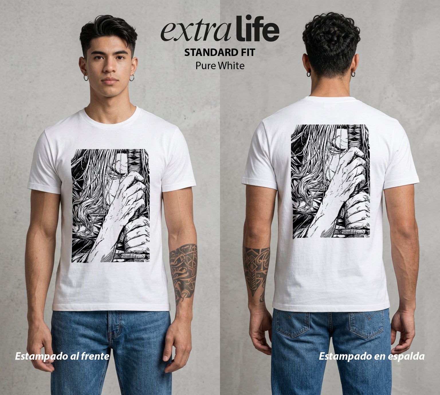 El Torneo de los Dioses | La Flor del Samurai #03636 - Playera Standard Fit | Pure White - Foto en modelo