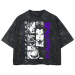 Playera streetwear premium de anime y gaming ExtraLife MX, corte boxy deluxe mineral wash heavyweight en color Acid Wash, moda urbana mexicana de culto.