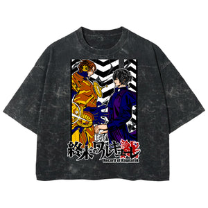 Playera streetwear premium de anime y gaming ExtraLife MX, corte boxy deluxe mineral wash heavyweight en color Acid Wash, moda urbana mexicana de culto.