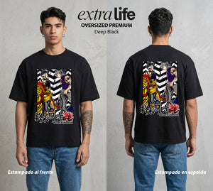 El Torneo de los Dioses | Dos Emperadores #03642 - Playera Oversized Premium | Deep Black - Foto en modelo