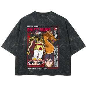 Playera streetwear premium de anime y gaming ExtraLife MX, corte boxy deluxe mineral wash heavyweight en color Acid Wash, moda urbana mexicana de culto.