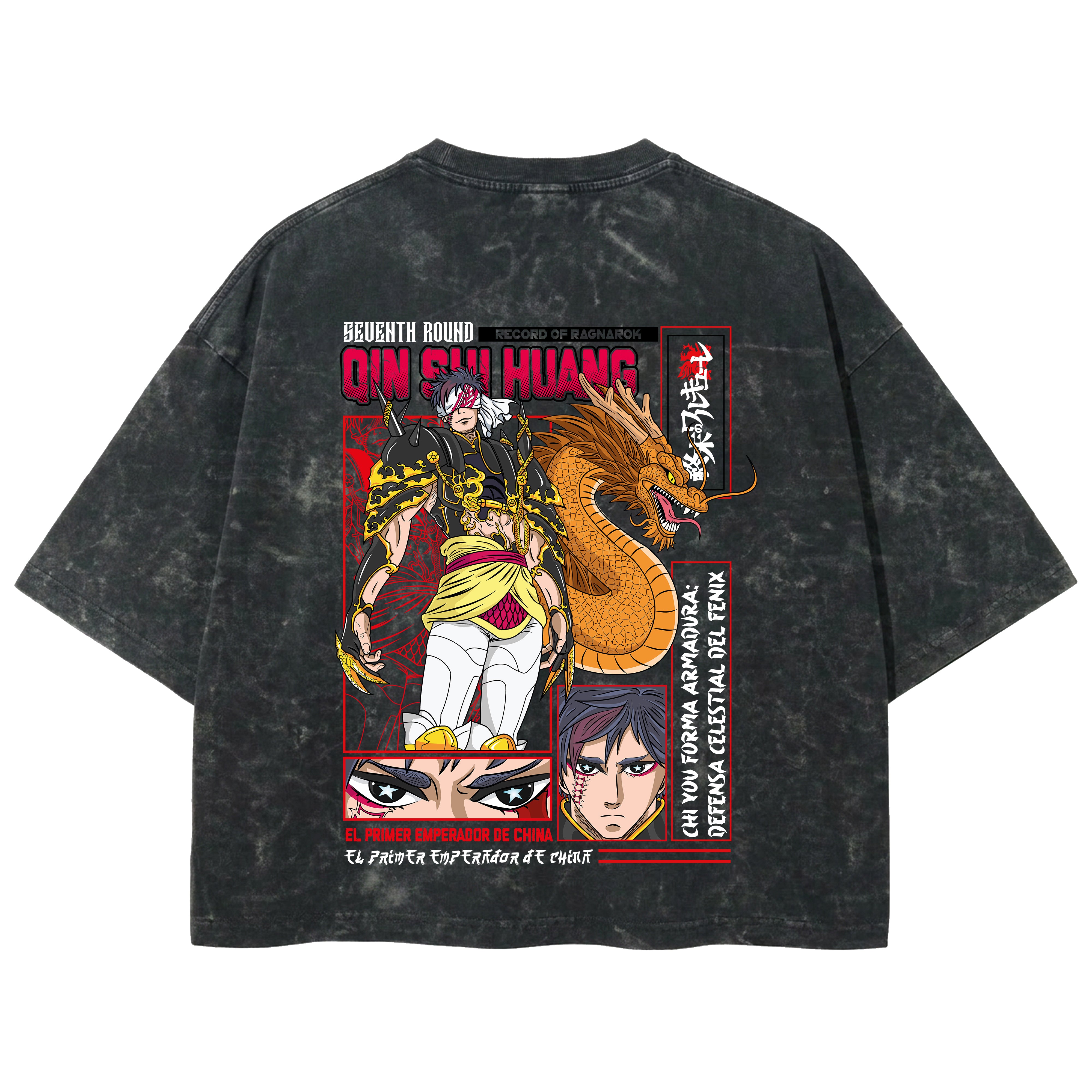 Playera streetwear premium de anime y gaming ExtraLife MX, corte boxy deluxe mineral wash heavyweight en color Acid Wash, moda urbana mexicana de culto.
