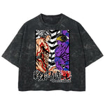 Playera streetwear premium de anime y gaming ExtraLife MX, corte boxy deluxe mineral wash heavyweight en color Acid Wash, moda urbana mexicana de culto.
