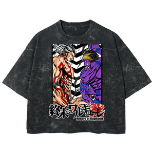 Playera streetwear premium de anime y gaming ExtraLife MX, corte boxy deluxe mineral wash heavyweight en color Acid Wash, moda urbana mexicana de culto.