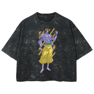 Playera streetwear premium de anime y gaming ExtraLife MX, corte boxy deluxe mineral wash heavyweight en color Acid Wash, moda urbana mexicana de culto.