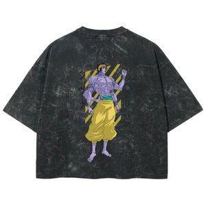 Playera streetwear premium de anime y gaming ExtraLife MX, corte boxy deluxe mineral wash heavyweight en color Acid Wash, moda urbana mexicana de culto.