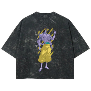 Playera streetwear premium de anime y gaming ExtraLife MX, corte boxy deluxe mineral wash heavyweight en color Acid Wash, moda urbana mexicana de culto.