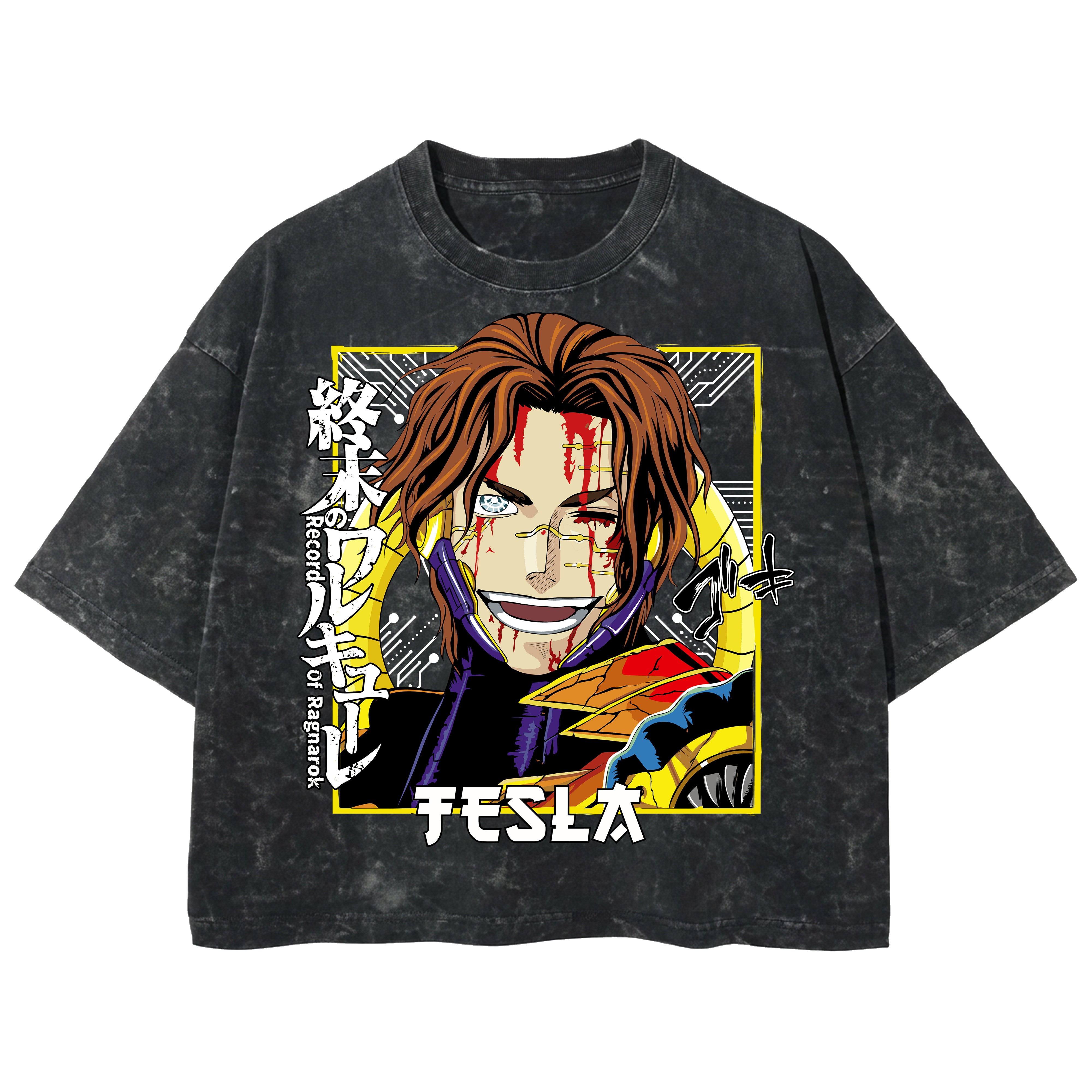 Playera streetwear premium de anime y gaming ExtraLife MX, corte boxy deluxe mineral wash heavyweight en color Acid Wash, moda urbana mexicana de culto.