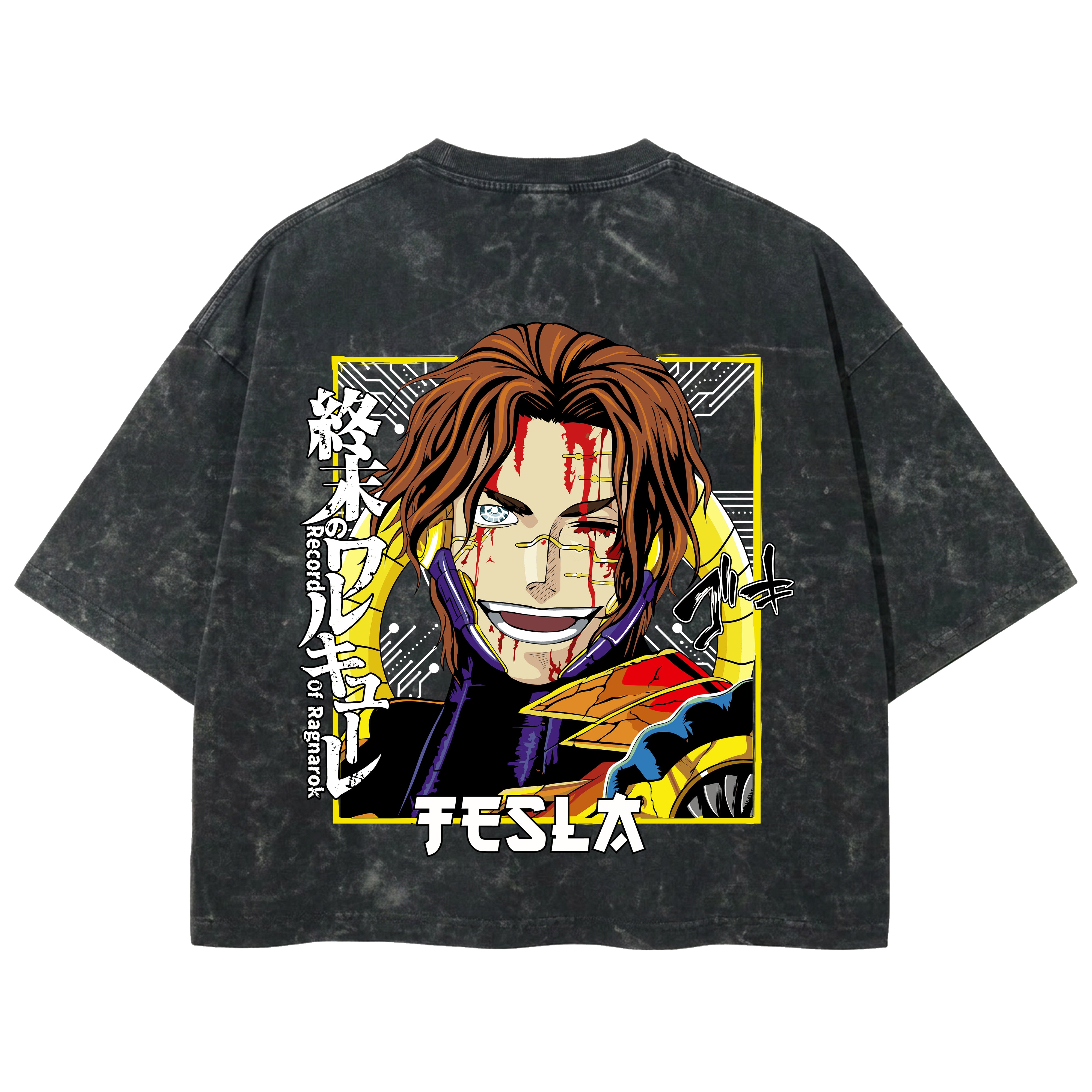 Playera streetwear premium de anime y gaming ExtraLife MX, corte boxy deluxe mineral wash heavyweight en color Acid Wash, moda urbana mexicana de culto.