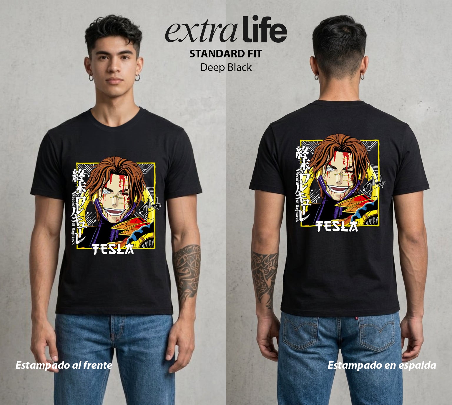 El Torneo de los Dioses | El Rayo del Pasado #03648 - Playera Standard Fit | Deep Black - Foto en modelo