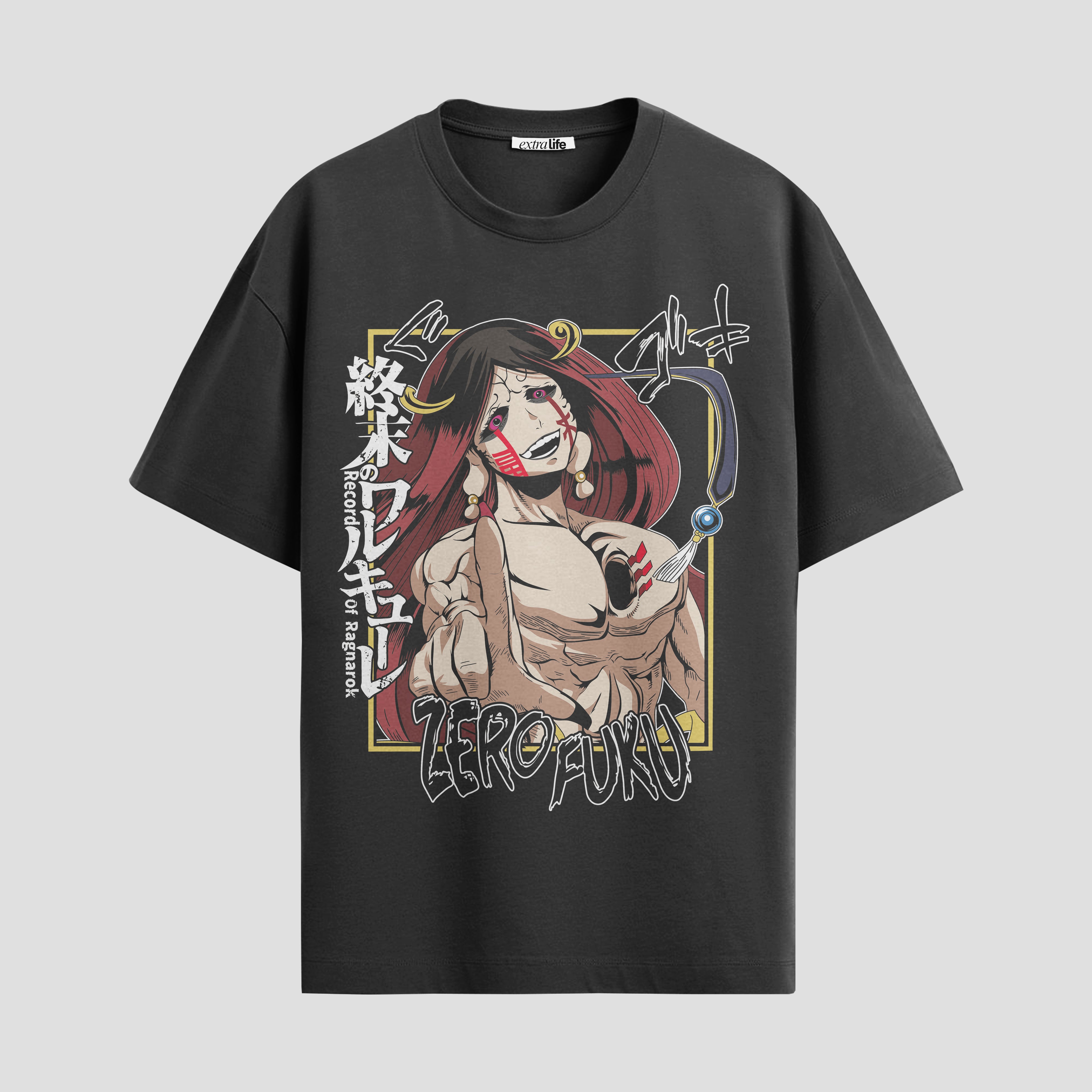 Playera urbana de anime y gaming ExtraLife MX, corte Standard Fit unisex ligero y transpirable en color Deep Black y Pure White, ropa de uso diario para gym y casual.
