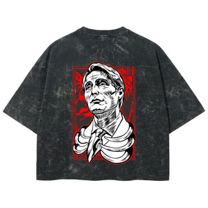 Playera streetwear premium de anime y gaming ExtraLife MX, corte boxy deluxe mineral wash heavyweight en color Acid Wash, moda urbana mexicana de culto.
