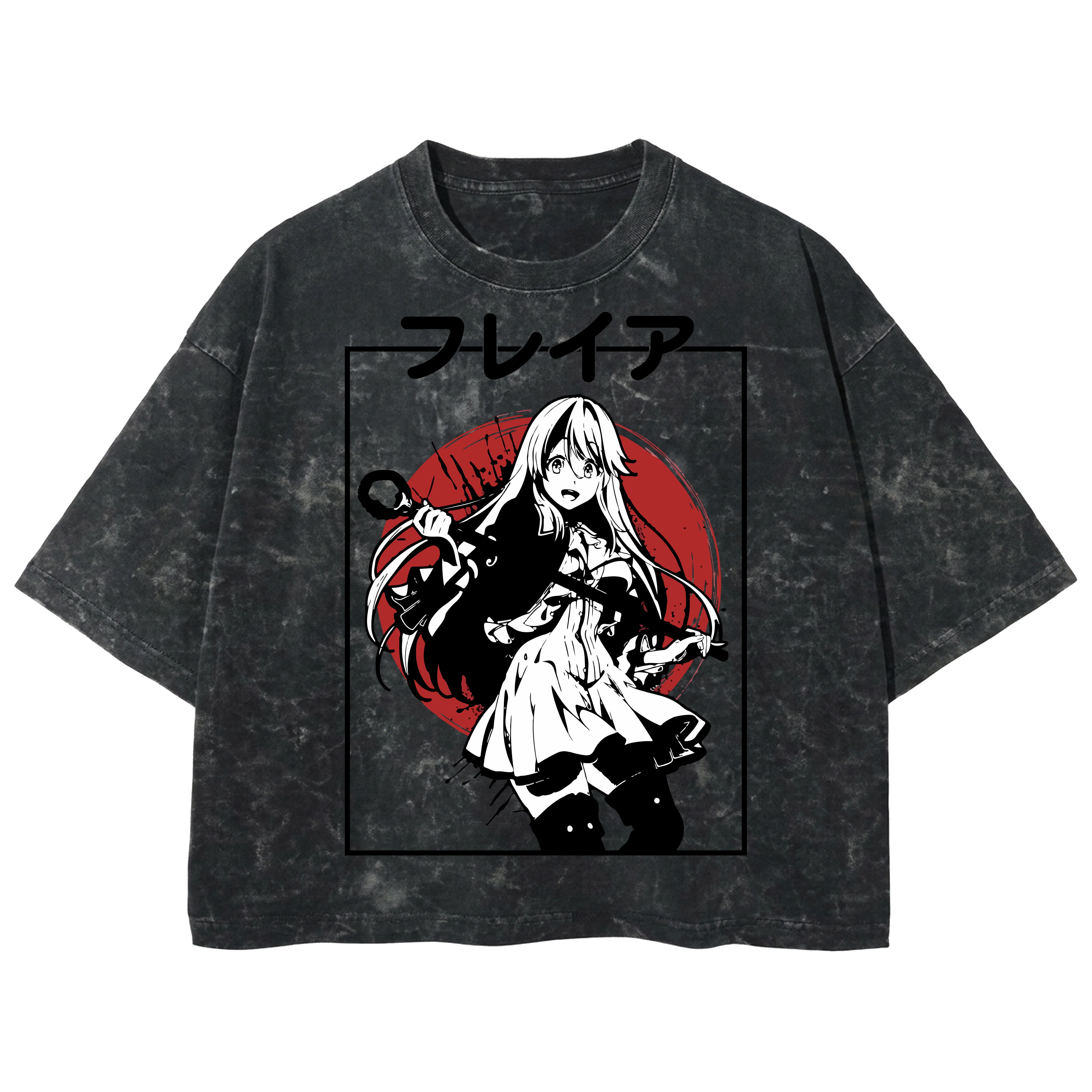 Playera streetwear premium de anime y gaming ExtraLife MX, corte boxy deluxe mineral wash heavyweight en color Acid Wash, moda urbana mexicana de culto.