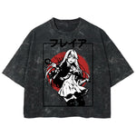 Playera streetwear premium de anime y gaming ExtraLife MX, corte boxy deluxe mineral wash heavyweight en color Acid Wash, moda urbana mexicana de culto.