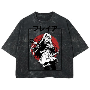Playera streetwear premium de anime y gaming ExtraLife MX, corte boxy deluxe mineral wash heavyweight en color Acid Wash, moda urbana mexicana de culto.