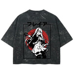 Playera streetwear premium de anime y gaming ExtraLife MX, corte boxy deluxe mineral wash heavyweight en color Acid Wash, moda urbana mexicana de culto.