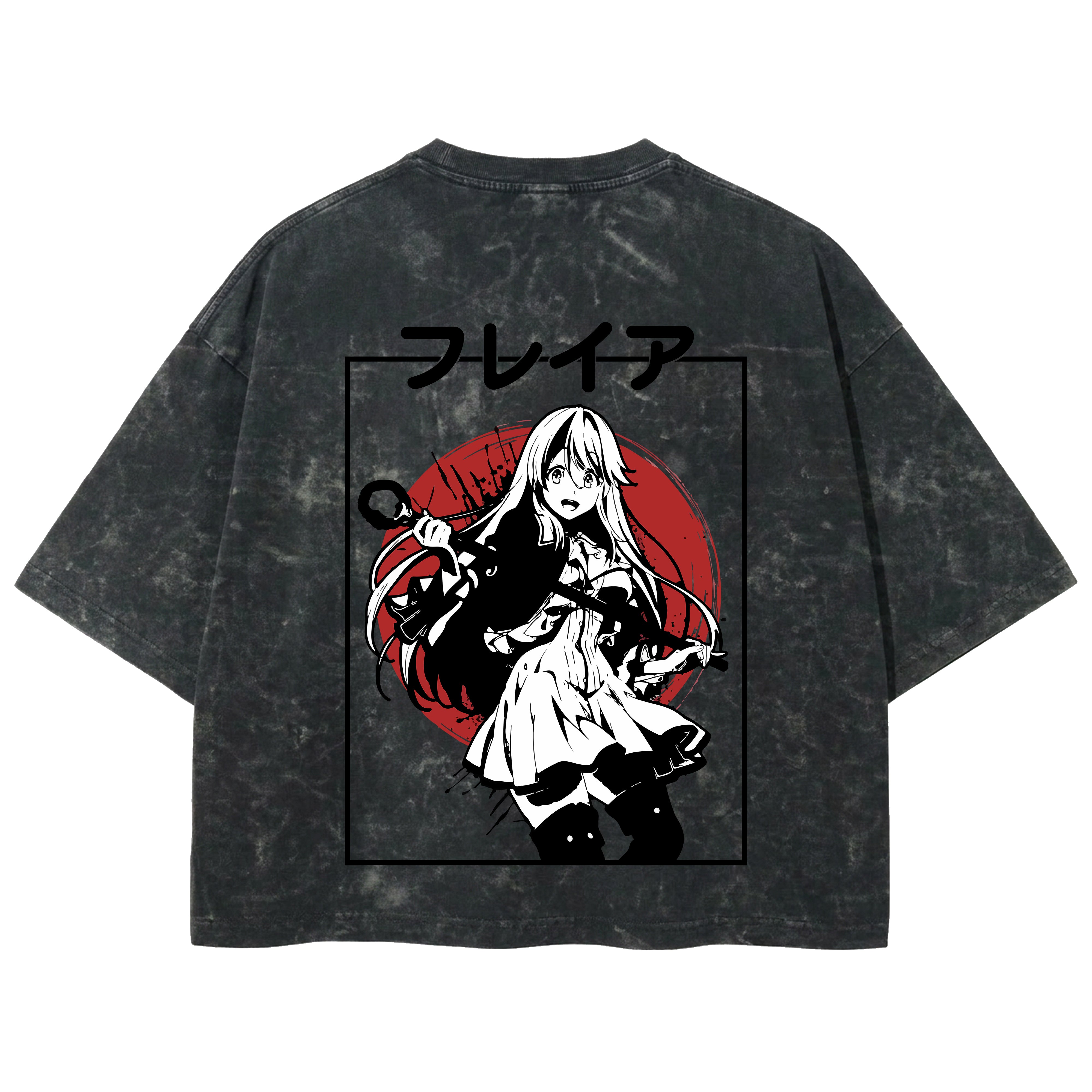 Playera streetwear premium de anime y gaming ExtraLife MX, corte boxy deluxe mineral wash heavyweight en color Acid Wash, moda urbana mexicana de culto.