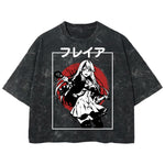 Playera streetwear premium de anime y gaming ExtraLife MX, corte boxy deluxe mineral wash heavyweight en color Acid Wash, moda urbana mexicana de culto.