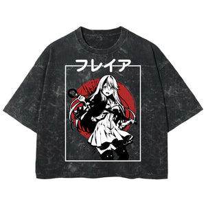 Playera streetwear premium de anime y gaming ExtraLife MX, corte boxy deluxe mineral wash heavyweight en color Acid Wash, moda urbana mexicana de culto.