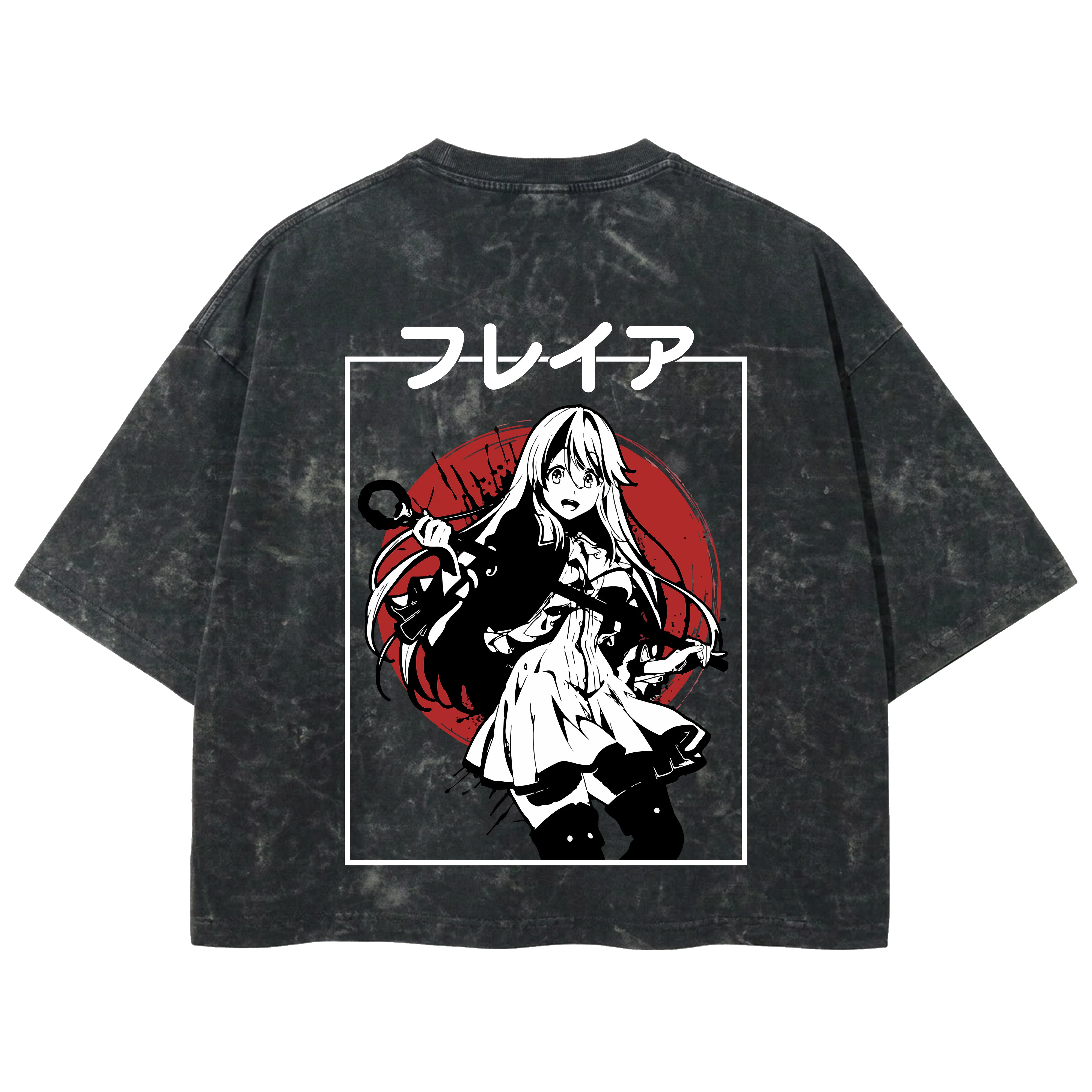 Playera streetwear premium de anime y gaming ExtraLife MX, corte boxy deluxe mineral wash heavyweight en color Acid Wash, moda urbana mexicana de culto.