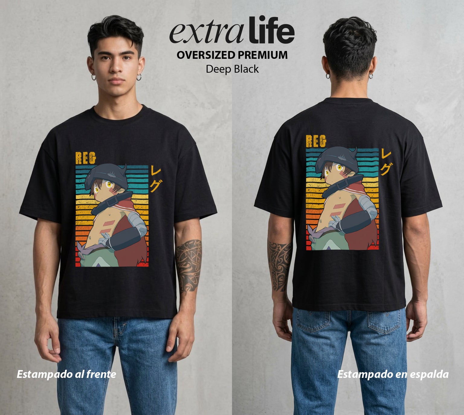 El Abismo sin Fondo | El Robot del Abismo #03655 - Playera Oversized Premium | Deep Black - Foto en modelo