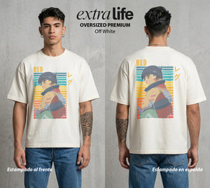 El Abismo sin Fondo | El Robot del Abismo #03655 - Playera Oversized Premium | Off White - Foto en modelo
