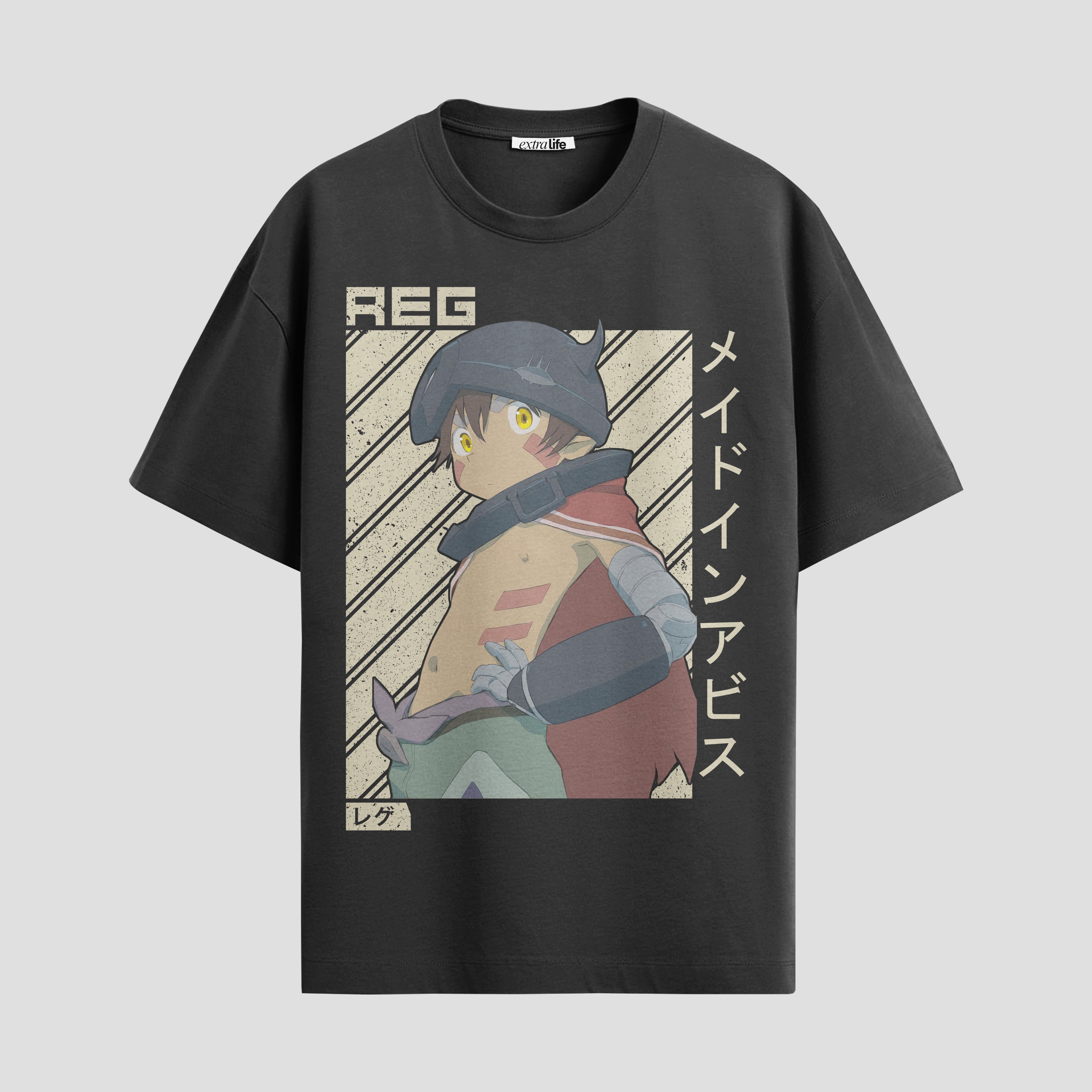 Playera urbana de anime y gaming ExtraLife MX, corte Standard Fit unisex ligero y transpirable en color Deep Black y Pure White, ropa de uso diario para gym y casual.