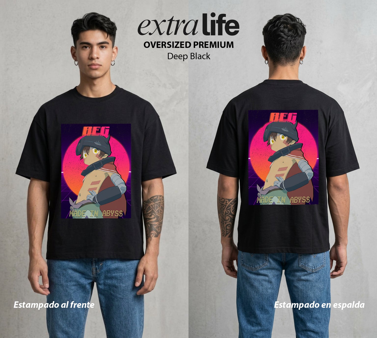 El Abismo sin Fondo | El Metal del Bien #03661 - Playera Oversized Premium | Deep Black - Foto en modelo