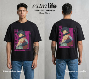El Abismo sin Fondo | El Robot del Abismo #03663 - Playera Oversized Premium | Deep Black - Foto en modelo