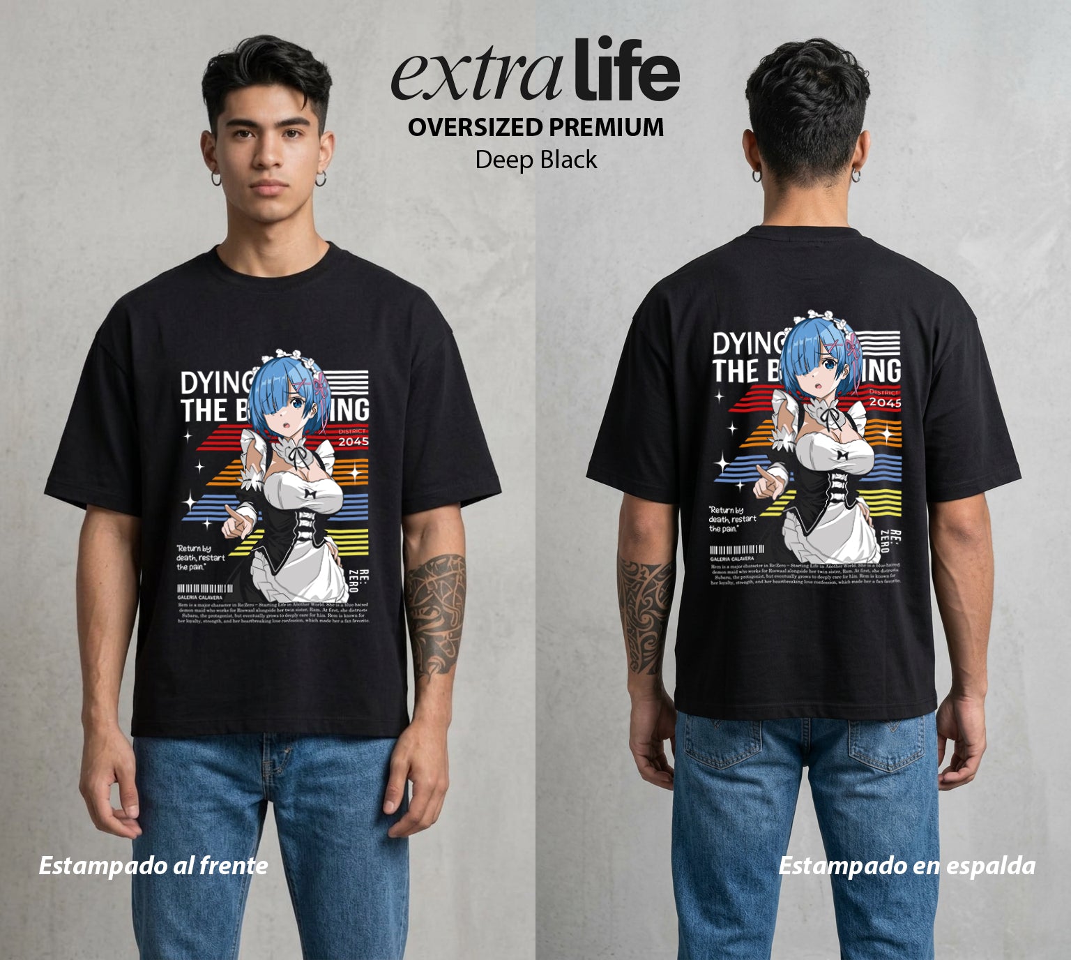 El Regreso del Tiempo | La Dama del Servicio #03664 - Playera Oversized Premium | Deep Black - Foto en modelo