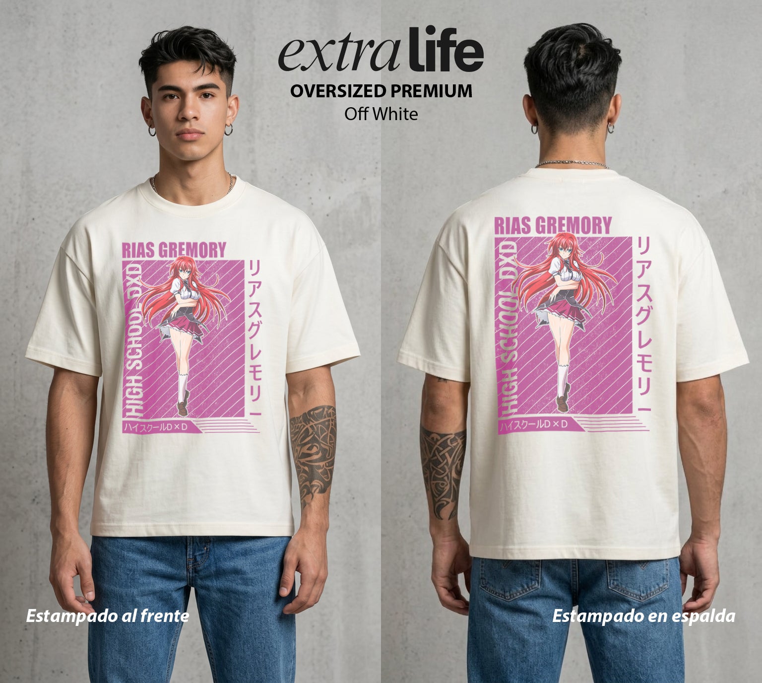 El Club del Diablo | La Noble del Bien #03673 - Playera Oversized Premium | Off White - Foto en modelo