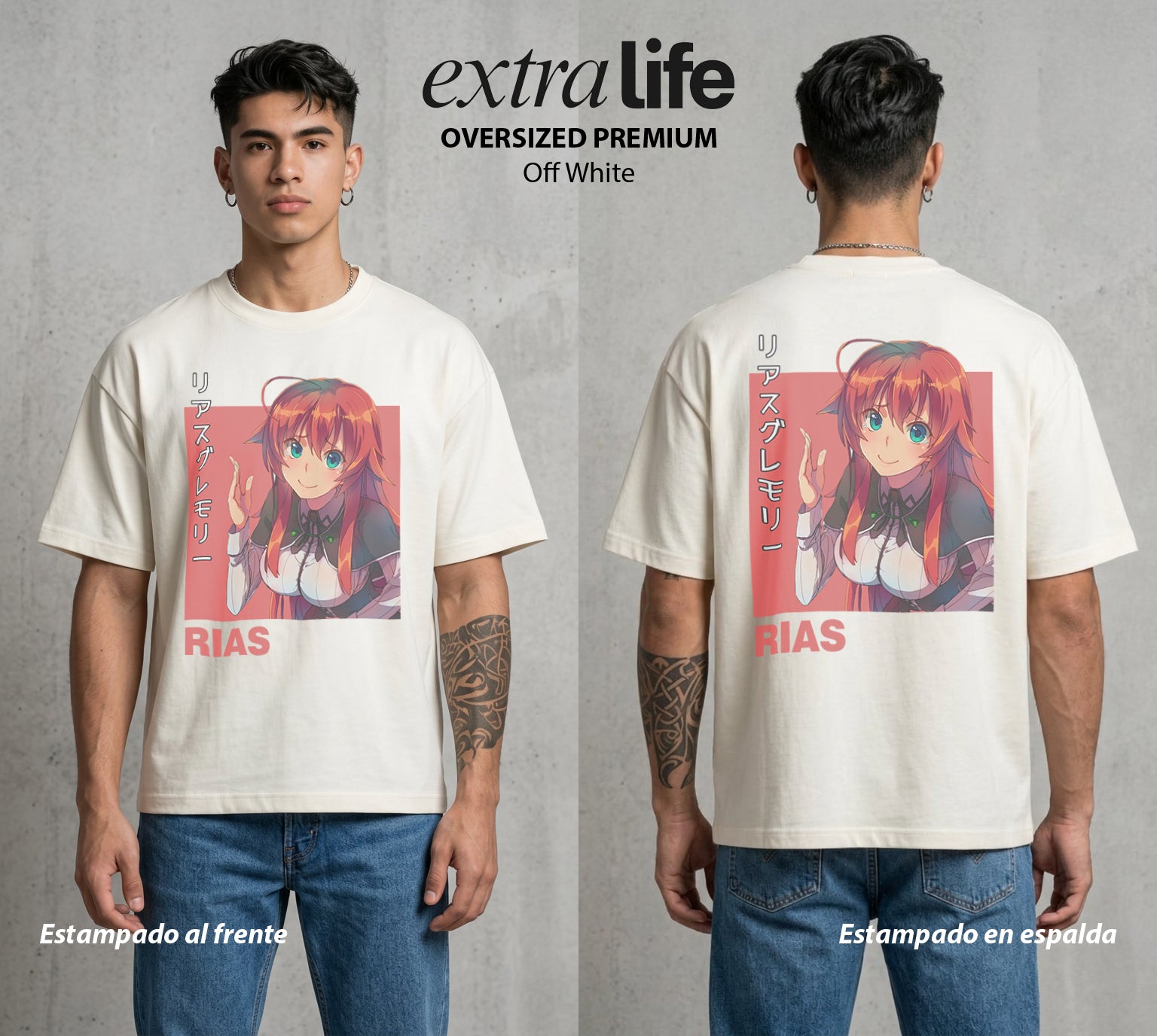 El Club del Diablo | La Noble del Bien #03676 - Playera Oversized Premium | Off White - Foto en modelo