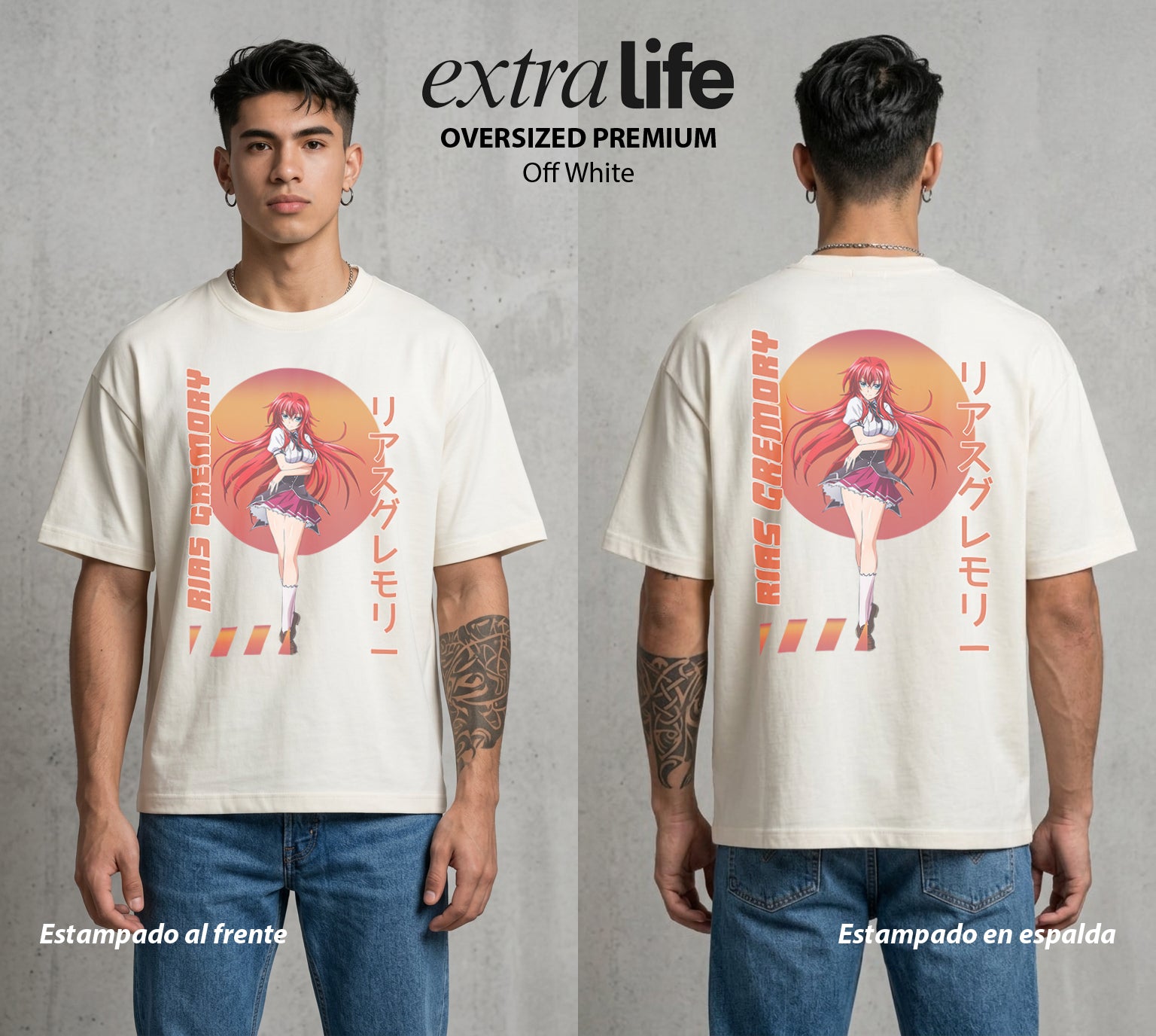 El Club del Diablo | La Reina del Diablo #03679 - Playera Oversized Premium | Off White - Foto en modelo