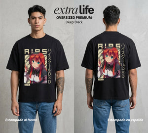 El Club del Diablo | La Señora del Gremio #03681 - Playera Oversized Premium | Deep Black - Foto en modelo