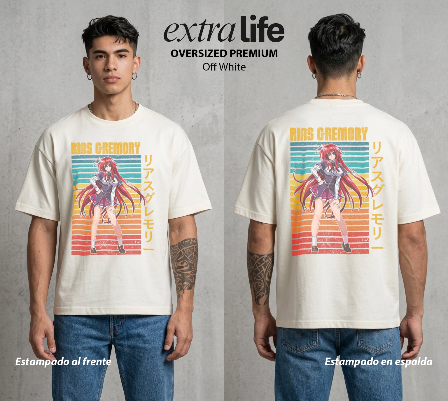 El Club del Diablo | La Noble del Bien #03684 - Playera Oversized Premium | Off White - Foto en modelo