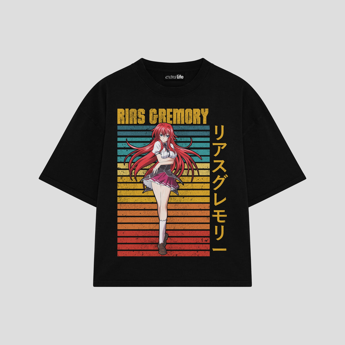 Playera streetwear premium de anime y gaming ExtraLife MX, corte oversized drop shoulder ligero y fresco en color Deep Black y Off-White, moda urbana mexicana de culto.